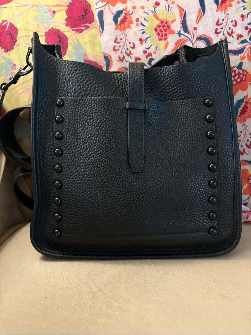 Rebecca Minkoff Black Pebbled Leather Messenger Crossbody